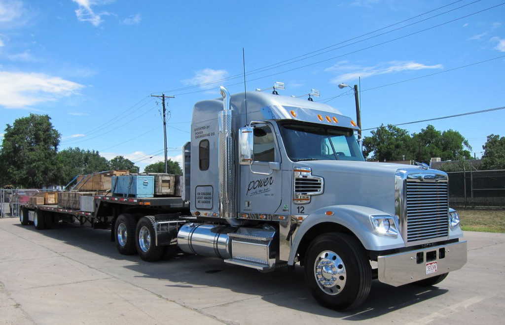 Power Engineering pickup-delivery tractor trailer, front view