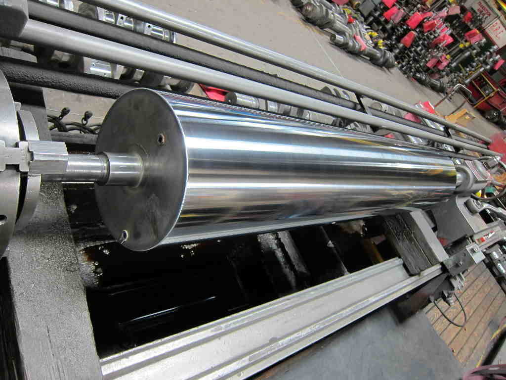 Machine roller restored by hard chrome plating, grinding and polishing